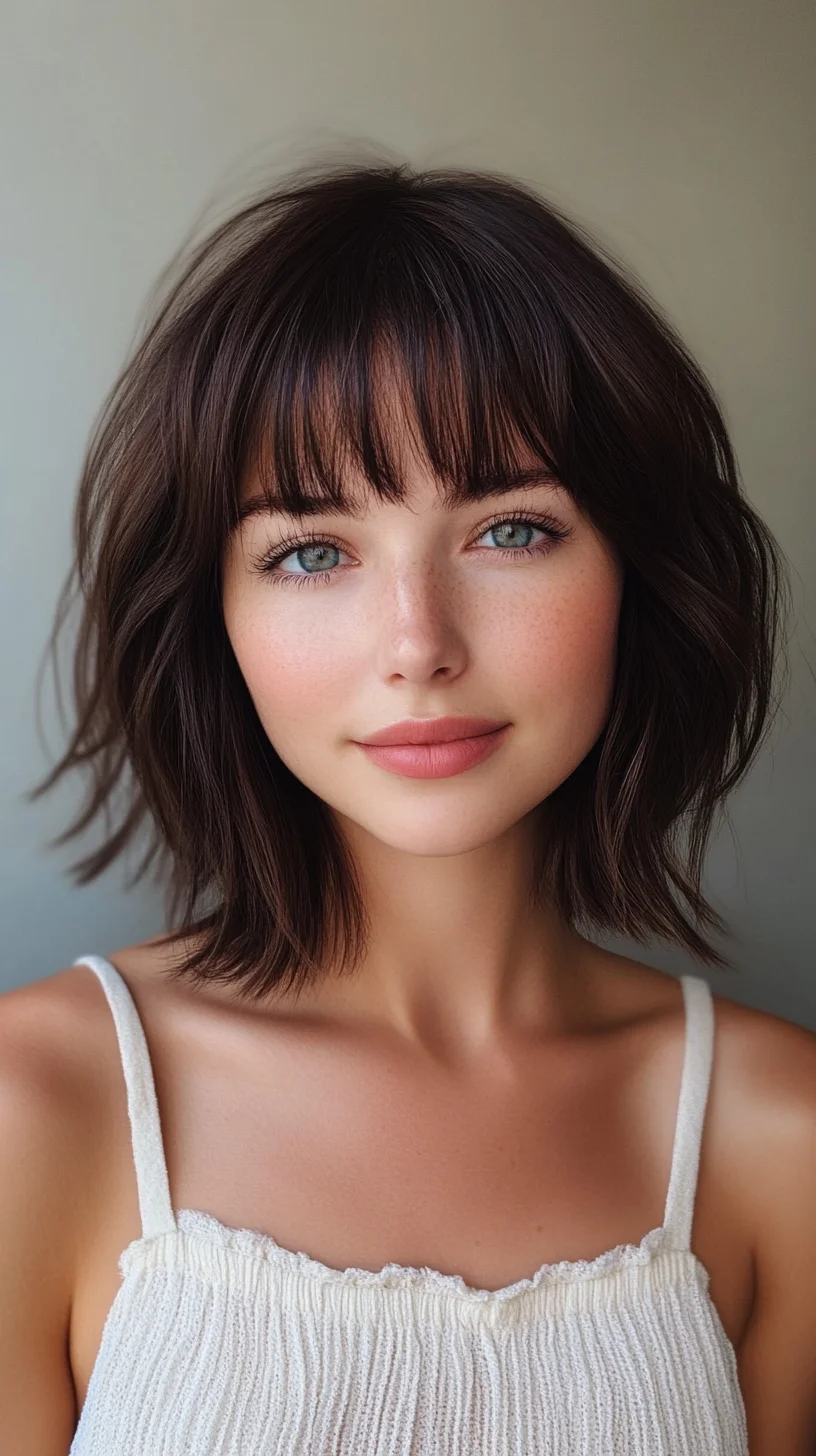 Effortlessly Chic Layered Bob with Flirty Bangs