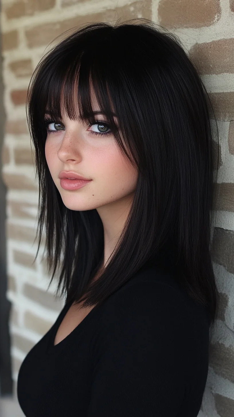Effortlessly Chic Layered Lob with Face-Framing Bangs