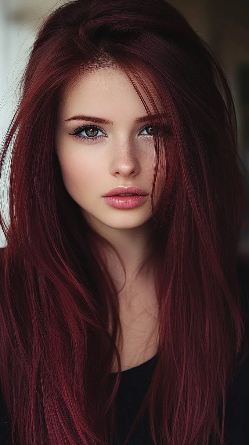 Effortlessly Chic Long Hair with Stunning Burgundy Hues