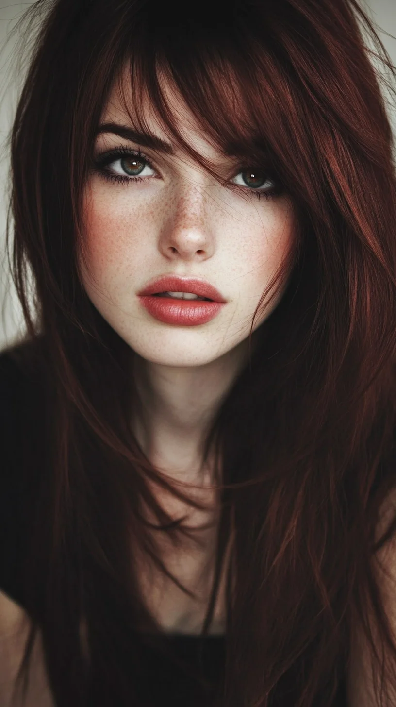Effortlessly Chic Long Layers with Face-Framing Bangs for Striking Elegance