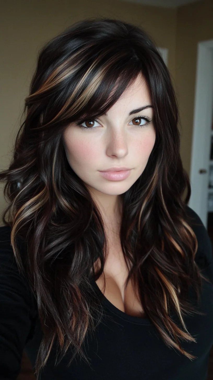 Effortlessly Chic: Long Waves with Face-Framing Highlights