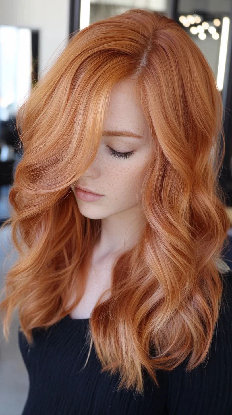 Effortlessly Chic: Loose Waves with Stunning Copper Highlights
