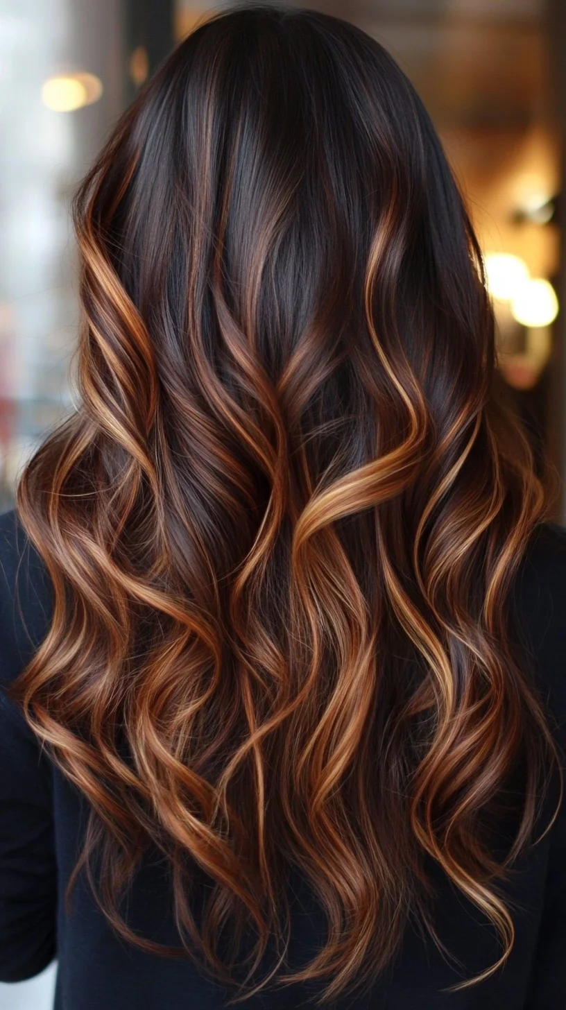 Effortlessly Chic: Luxurious Chocolate Waves with Caramel Highlights