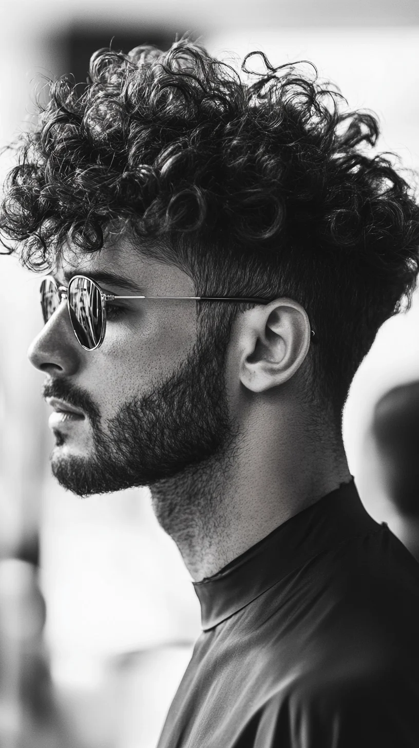 Effortlessly Chic: Mastering the Curly Top with Clean Fade for a Modern Look
