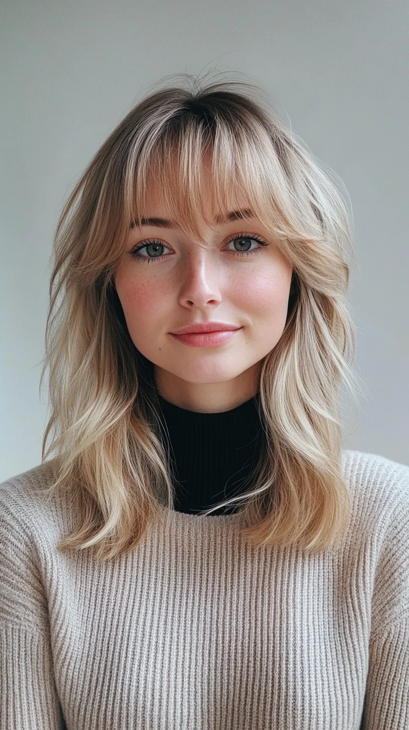 Effortlessly Chic: Soft, Layered Waves with Face-Framing Bangs