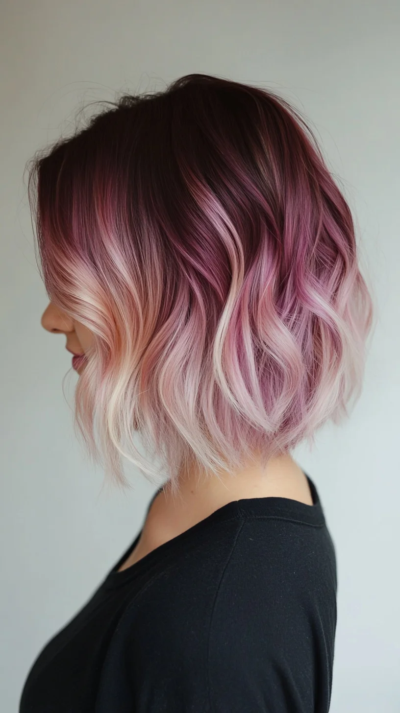 Effortlessly Chic: The Dreamy Lavender Ombre Wavy Lob