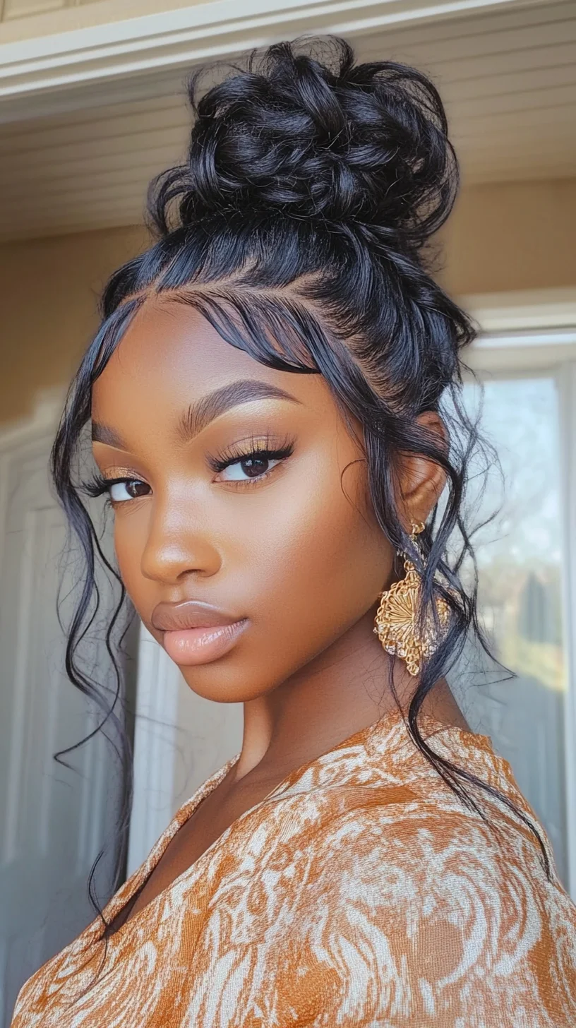 Effortlessly Chic: The Elegantly Messy Bun with Soft Tendrils