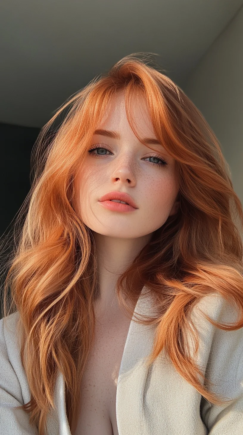 Effortlessly Chic: The Luscious Layered Waves in Fiery Copper