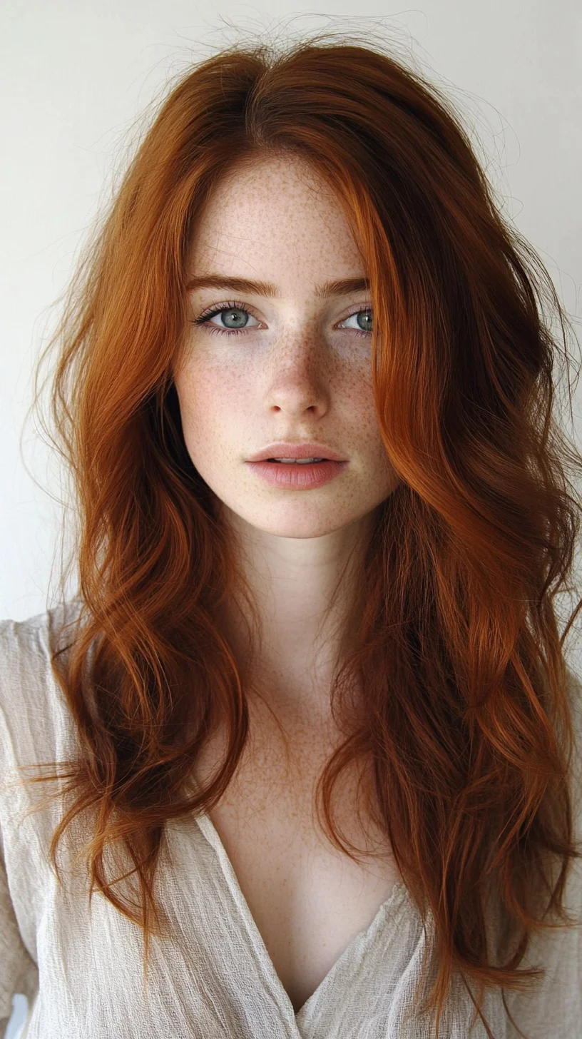 Effortlessly Chic: The Luscious Layered Waves of the Flawless Red Mane