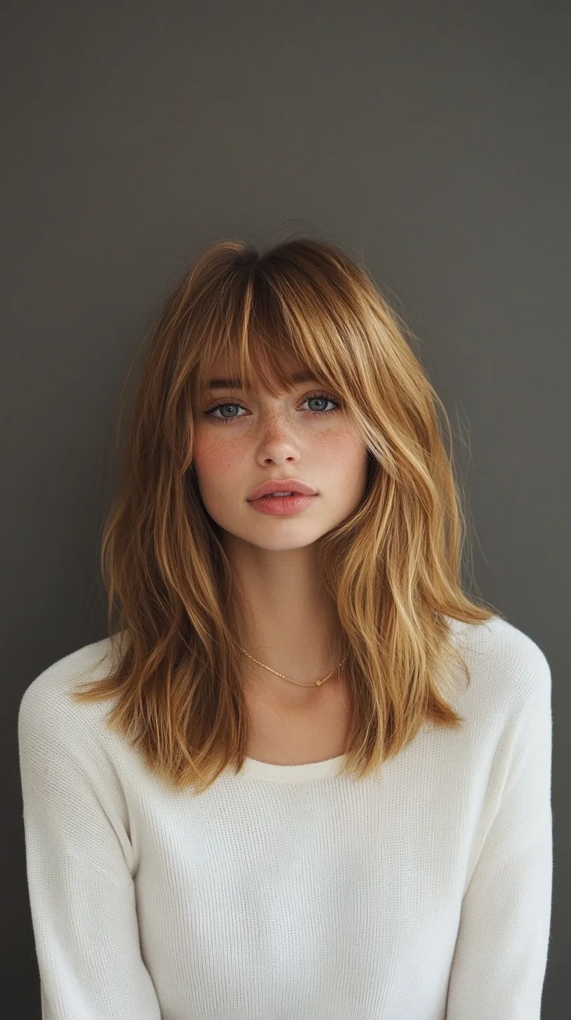 Effortlessly Chic: The Modern Shag with Lively Bangs
