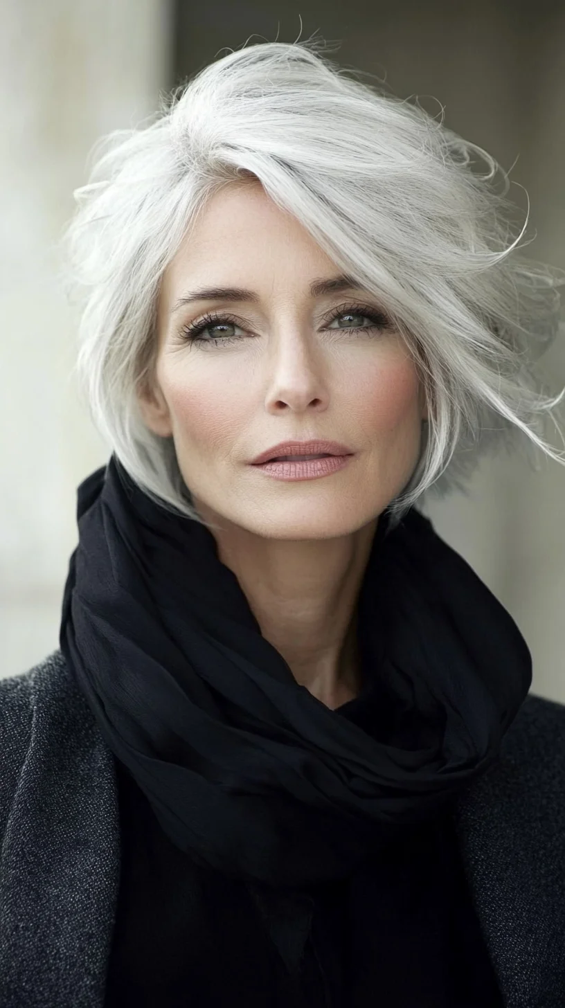 Effortlessly Chic: The Modern Silver Bob with Textured Layers