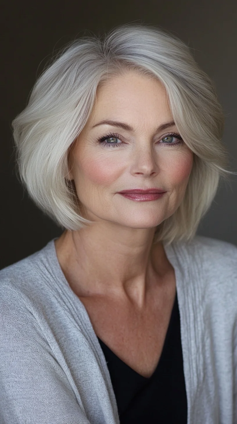 Effortlessly Chic: The Modern Silvery Blonde Bob with Soft Layers