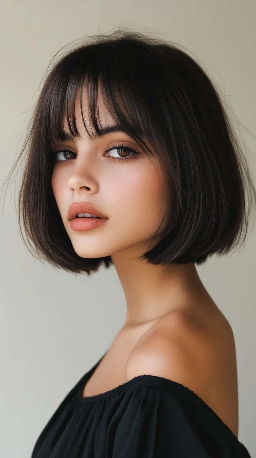 Effortlessly Chic: The Modern Textured Bob with Playful Bangs