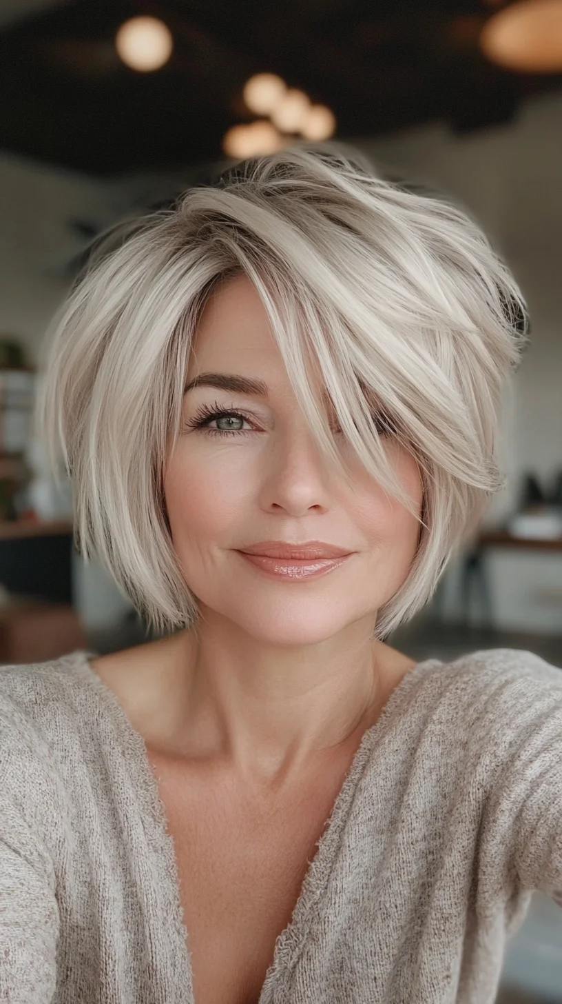 Effortlessly Chic: The Modern Textured Bob with Side-Swept Bangs