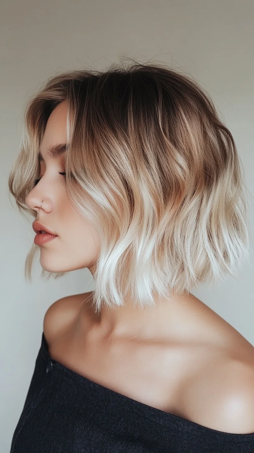 Effortlessly Chic: The Modern Textured Bob with Sun-Kissed Highlights