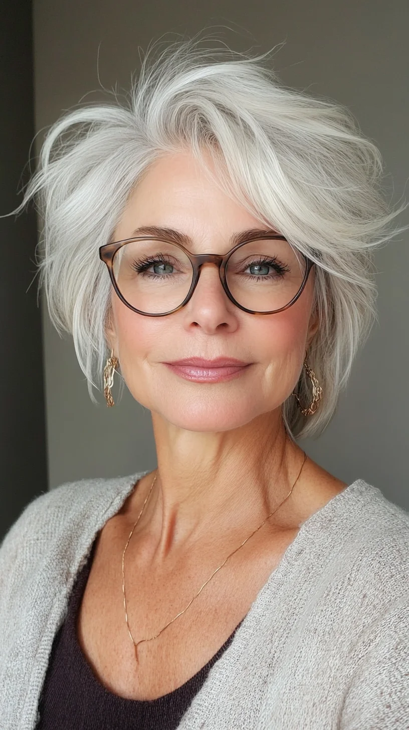 Effortlessly Chic: The Modern Textured Silver Bob for Radiant Elegance