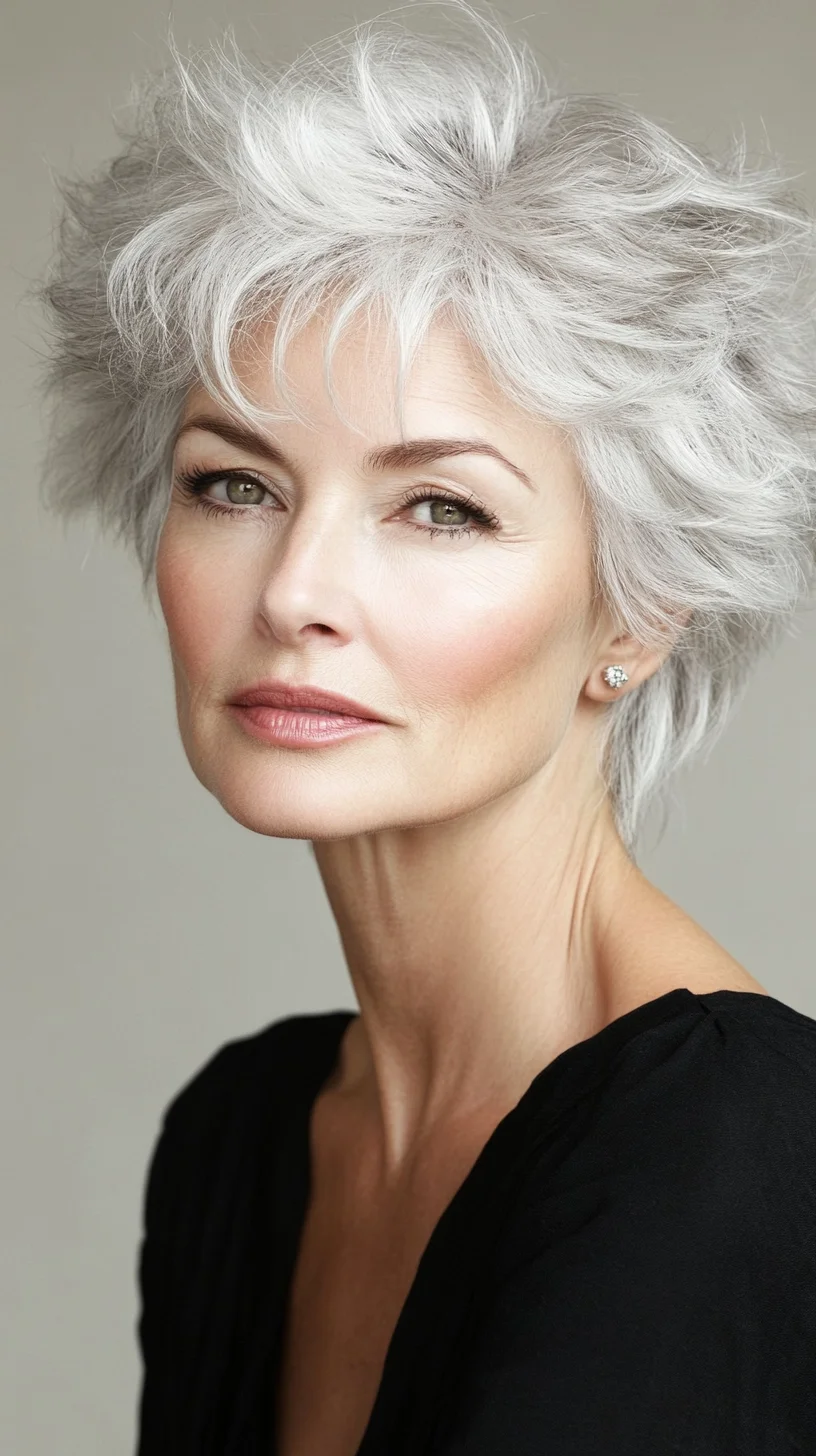 Effortlessly Chic: The Stylishly Tousled Silver Pixie Cut