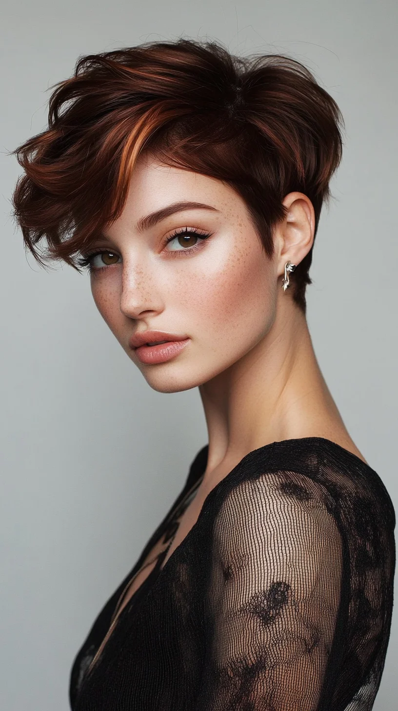 Effortlessly Chic: The Textured Pixie Cut with Lush Highlights