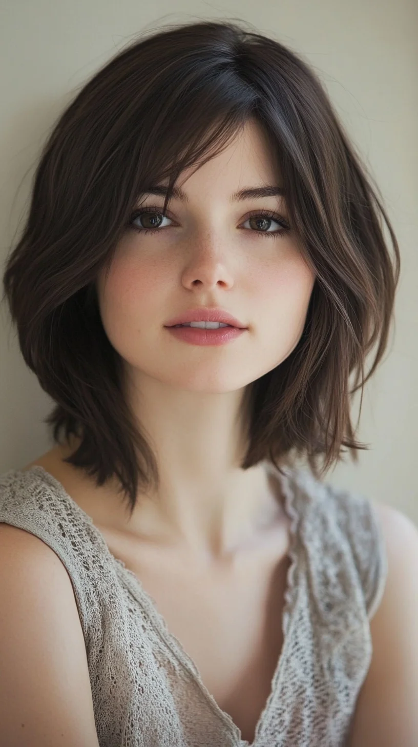 Effortlessly Chic: The Textured Shoulder-Length Lob with Subtle Layers