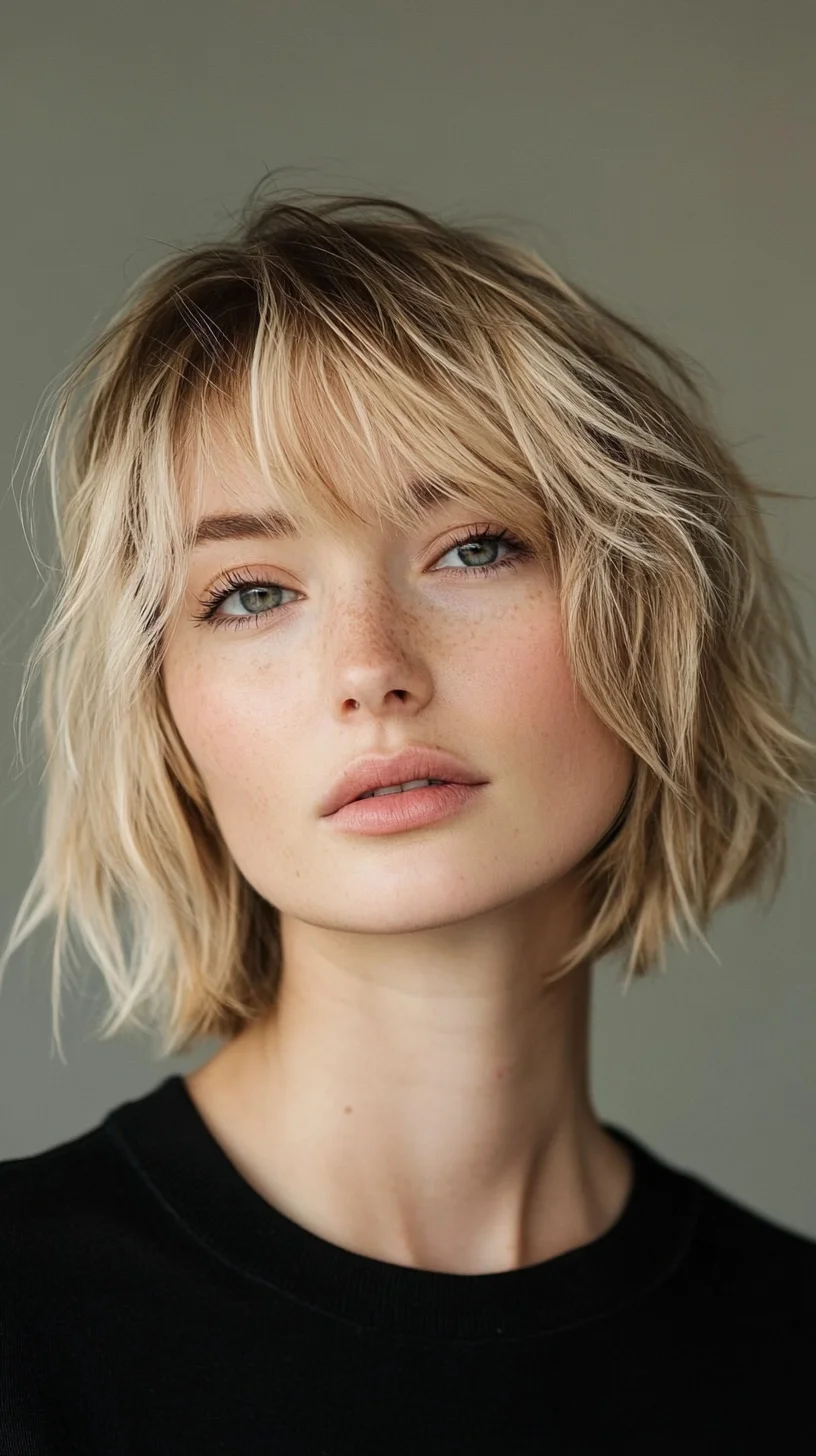 Effortlessly Chic: The Tousled Bob with Soft Bangs