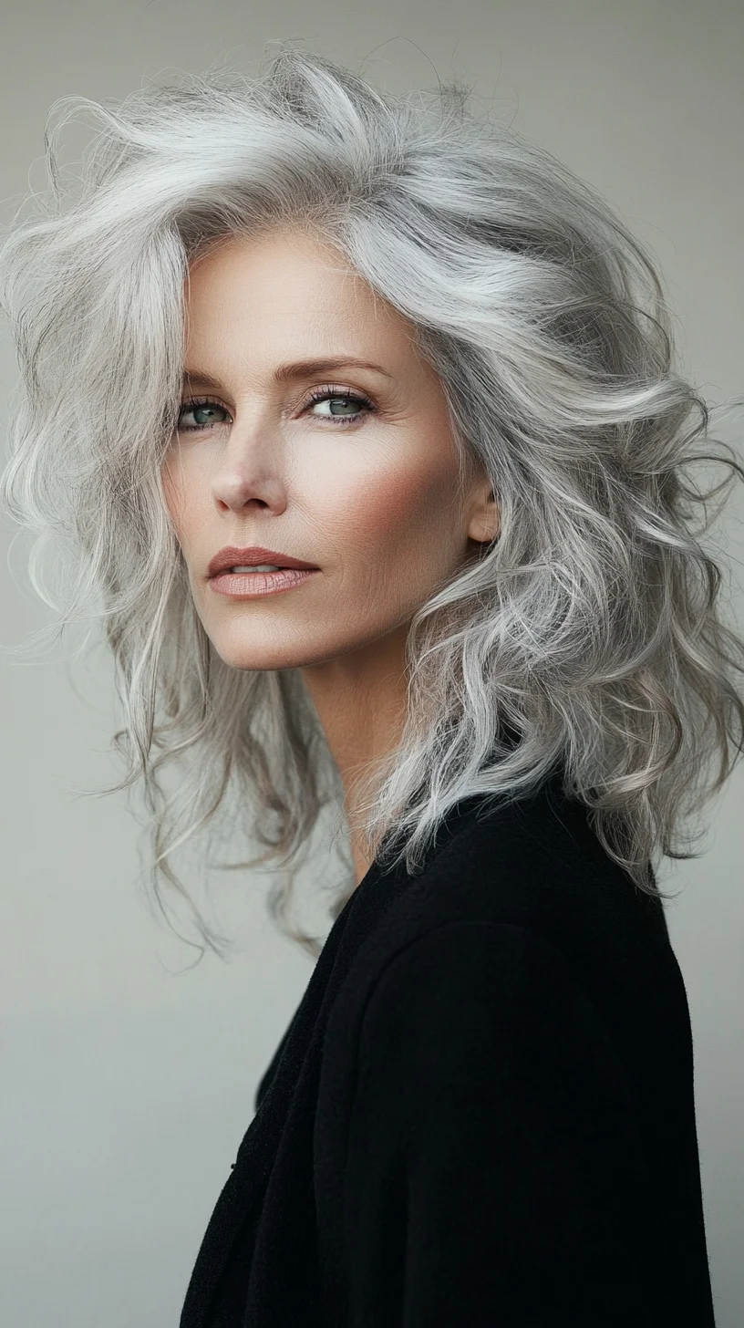 Effortlessly Chic: The Tousled Silver Waves for Modern Elegance