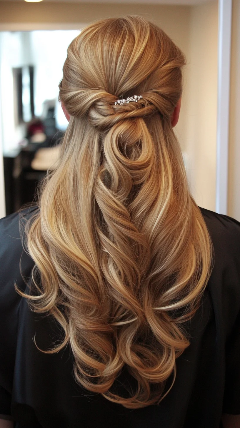 Effortlessly Elegant Half-Up Hairstyle with Beautiful Curls