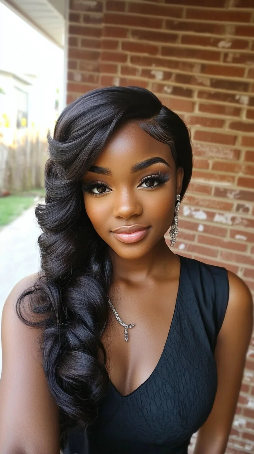 Effortlessly Elegant: The Glamorous Side-Swept Waves for a Stunning Look