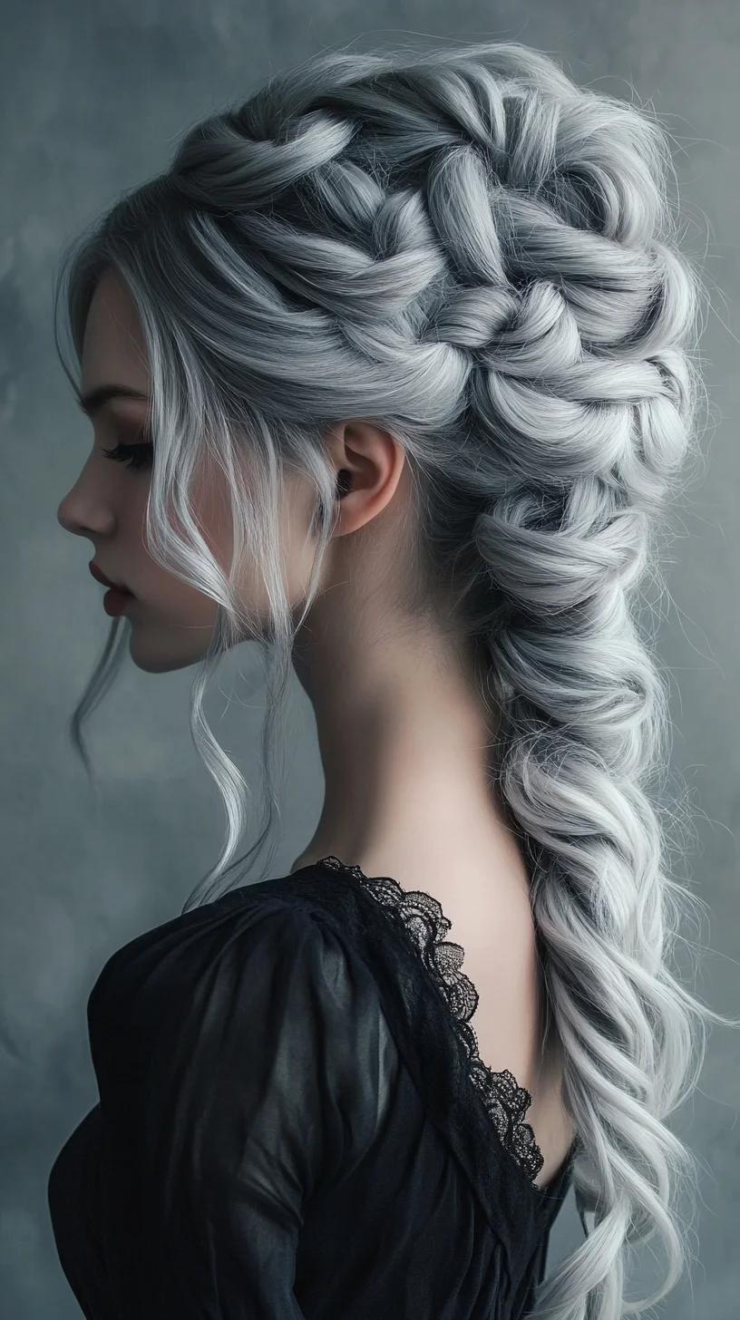Effortlessly Elegant: The Long Braided Silver Goddess