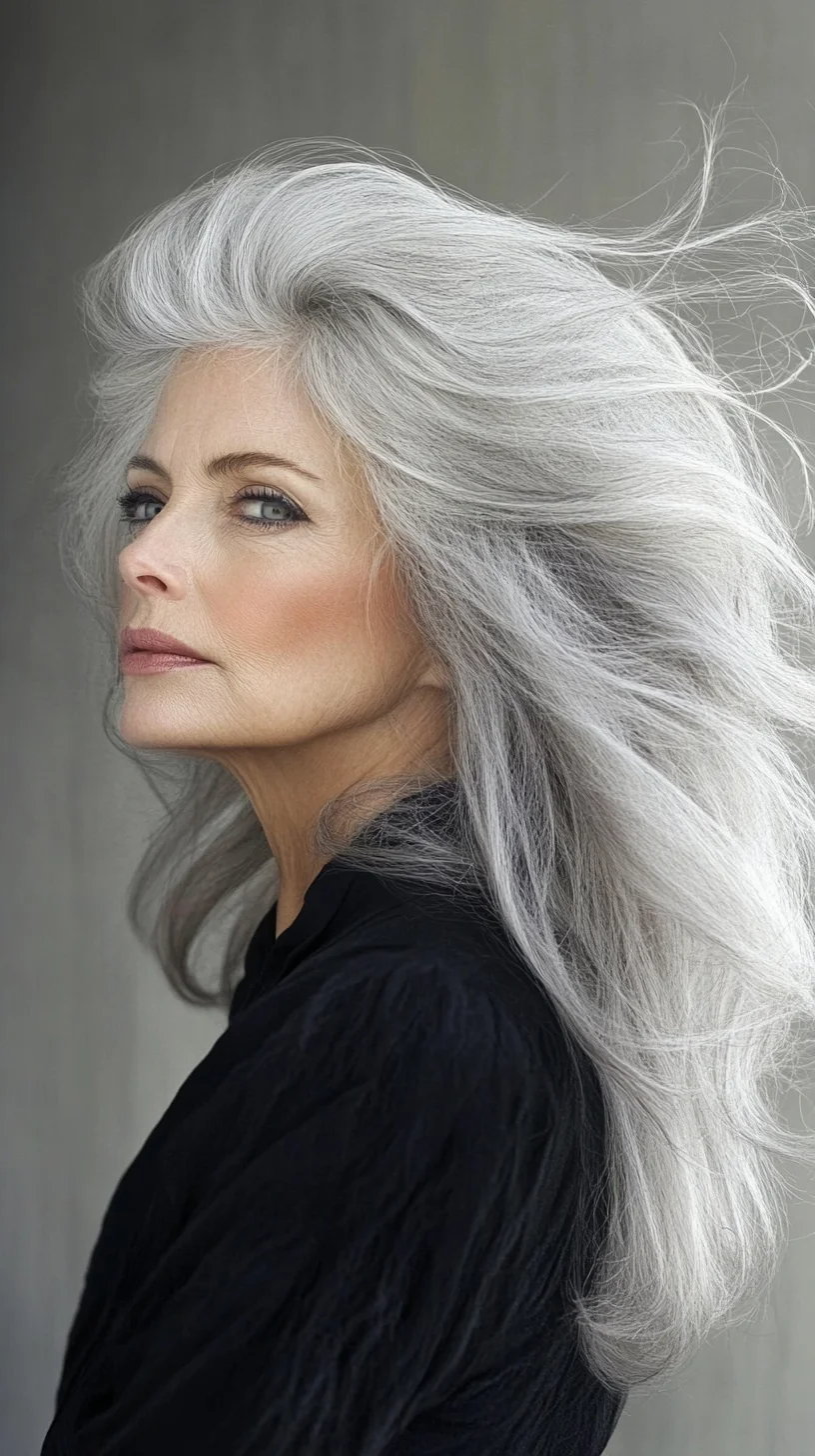 Effortlessly Elegant: The Timeless Volume of Long, Flowing Silver Tresses