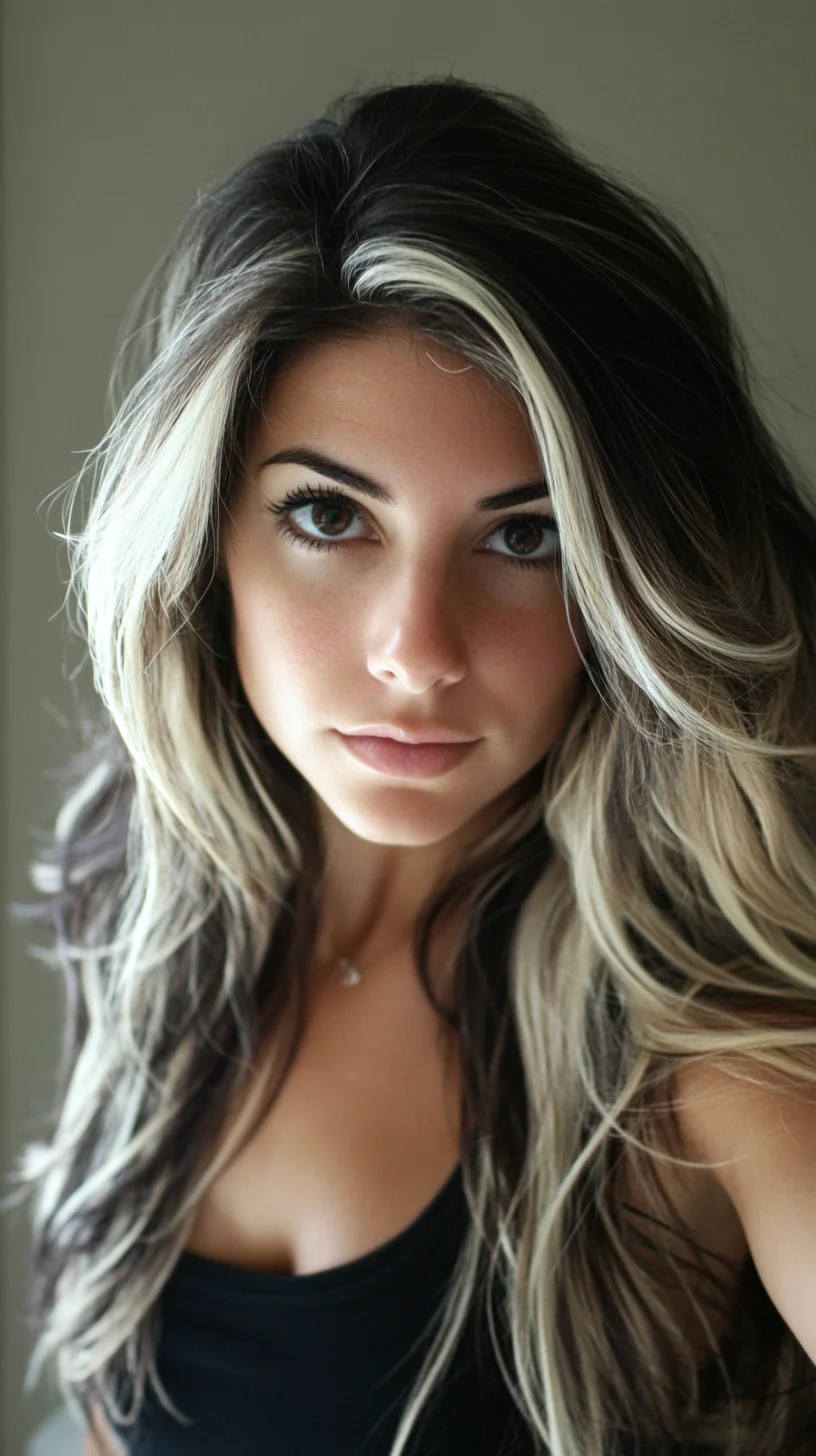 Effortlessly Glamorous: Bold Highlights in Luscious Wavy Locks