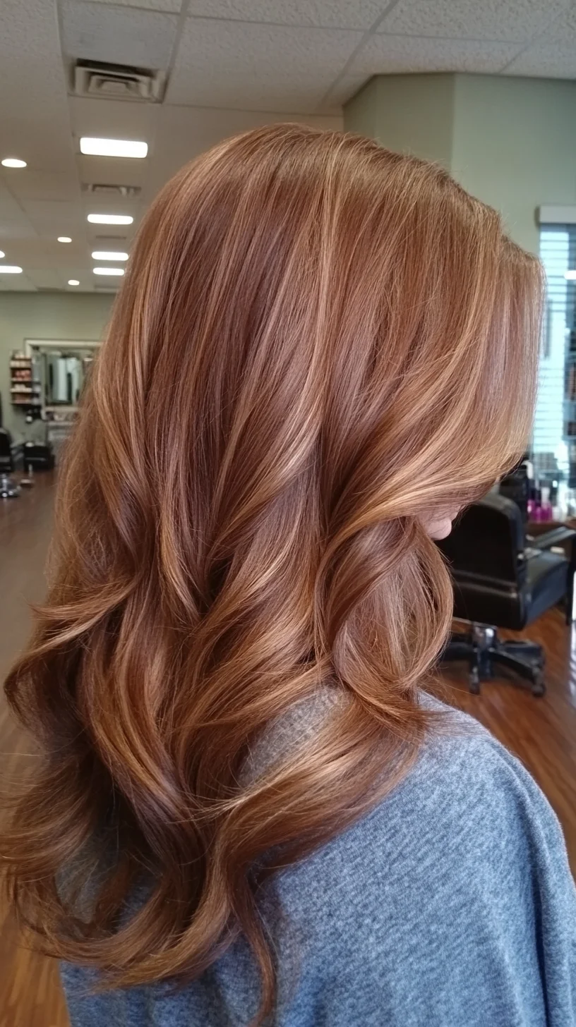 Effortlessly Glamorous: Long, Flowing Waves with Rich Copper Highlights