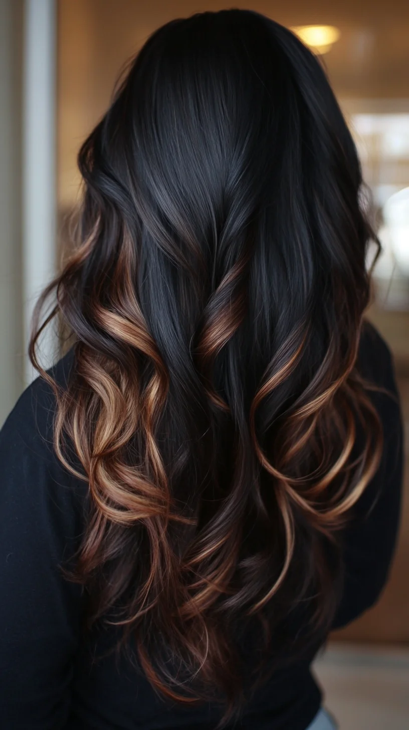 Effortlessly Glamorous: Luxurious Waves with Subtle Caramel Highlights