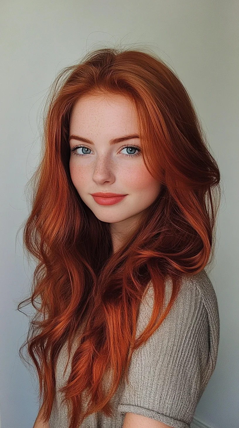 Effortlessly Glamorous: Soft Waves with Radiant Copper Highlights