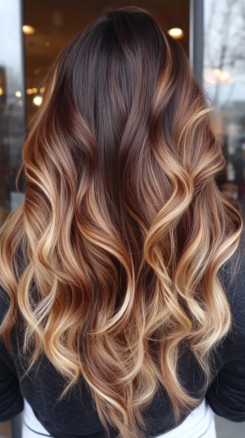Effortlessly Glamorous: Stunning Long Waves with Stunning Balayage Highlights