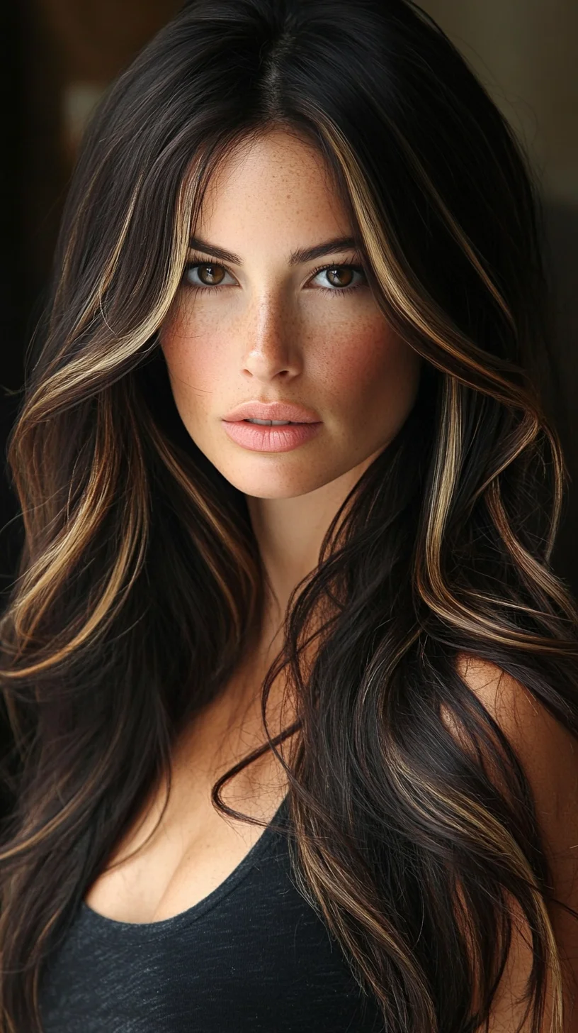 Effortlessly Glamorous: The Dazzling Long Layered Waves with Highlights