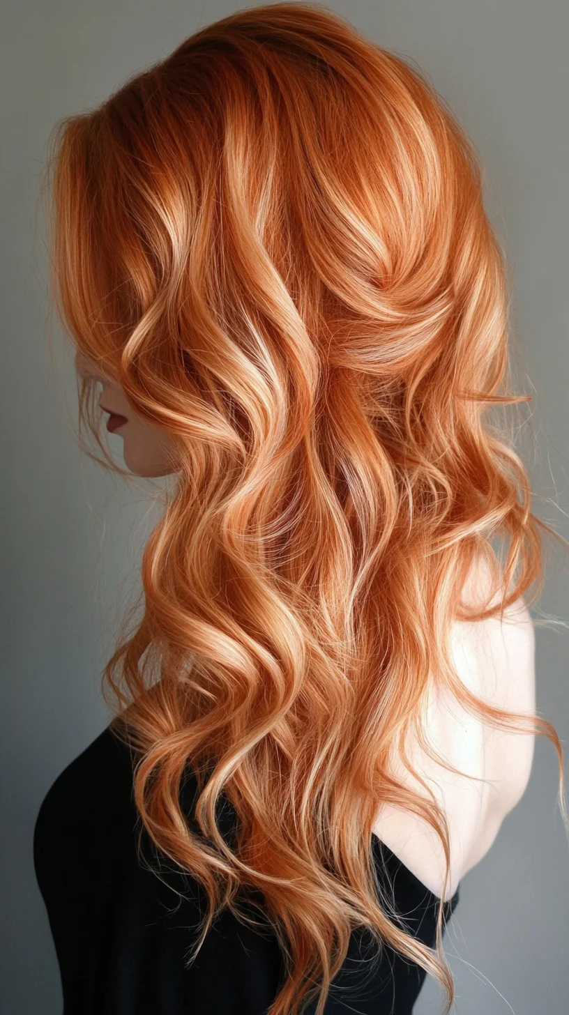 Effortlessly Glamorous: The Stunning Long Loose Waves with Luscious Copper Highlights