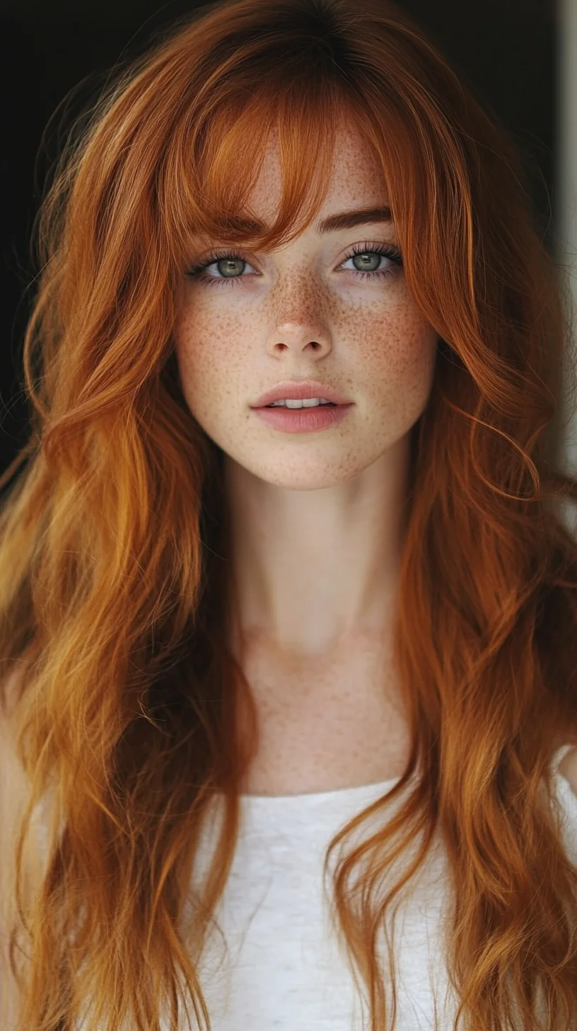 Effortlessly Luscious Waves with Playful Bangs for a Radiant Look