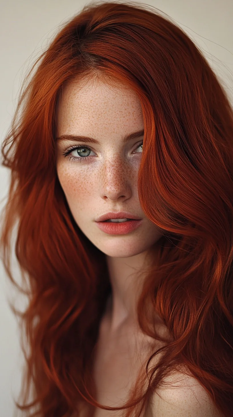 Effortlessly Radiant: Embrace the Luscious Waves of Fiery Red Hair