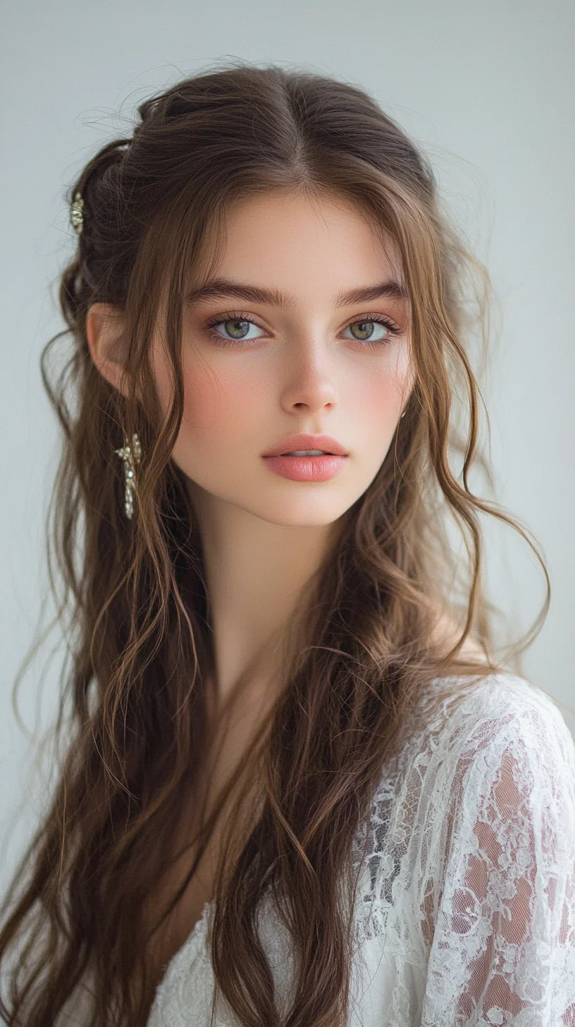 Effortlessly Romantic: Loose Waves with Delicate Accents for a Dreamy Look