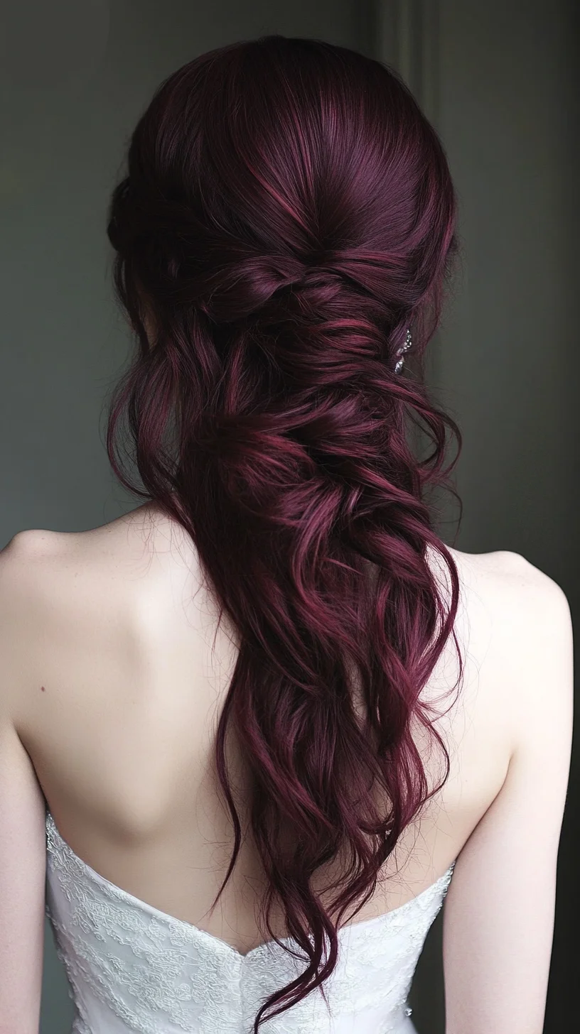 Effortlessly Romantic: The Divine Dark Burgundy Cascading Waves
