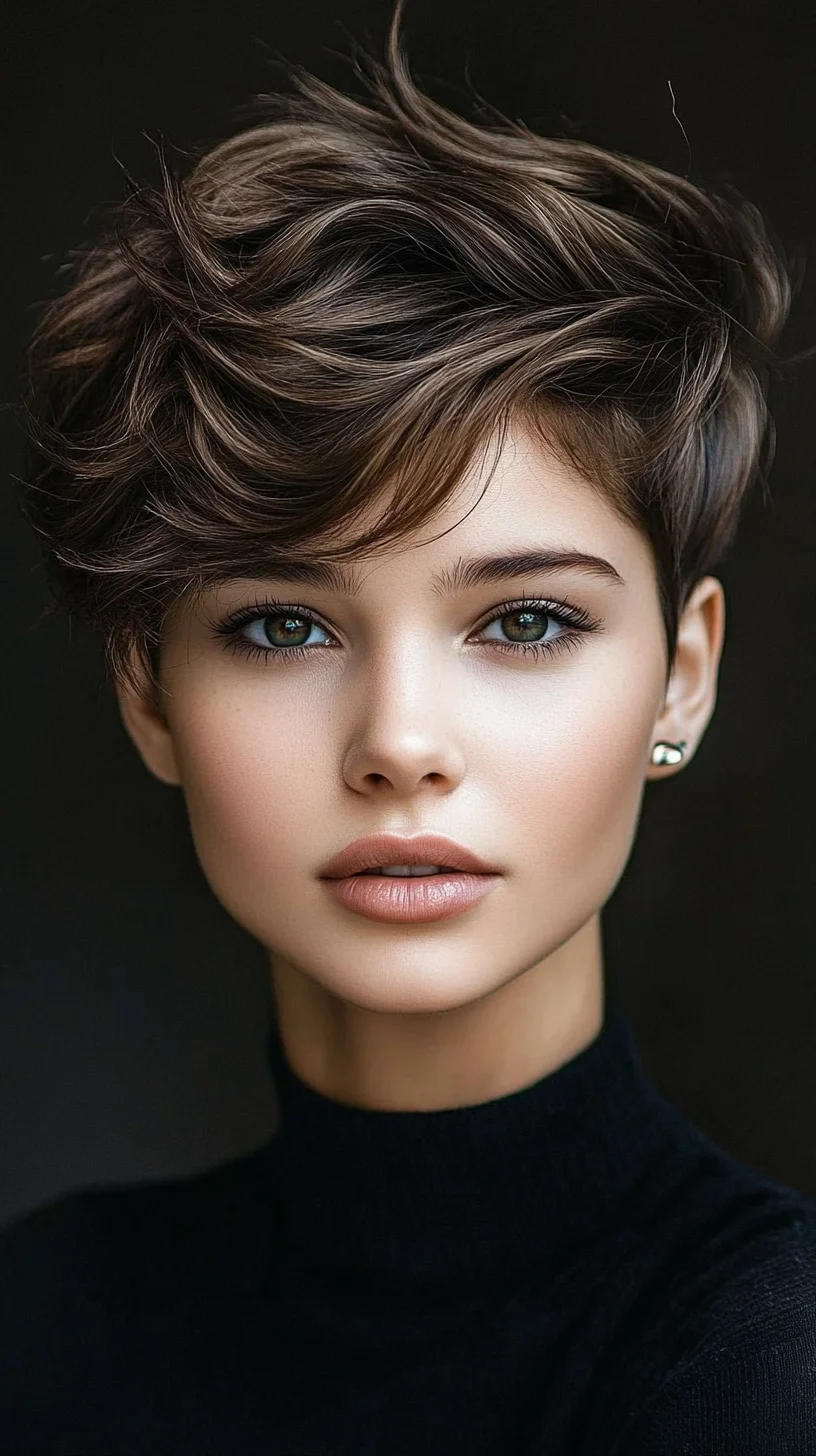 Effortlessly Stylish Pixie Cut with Wavy Texture for a Fresh Look