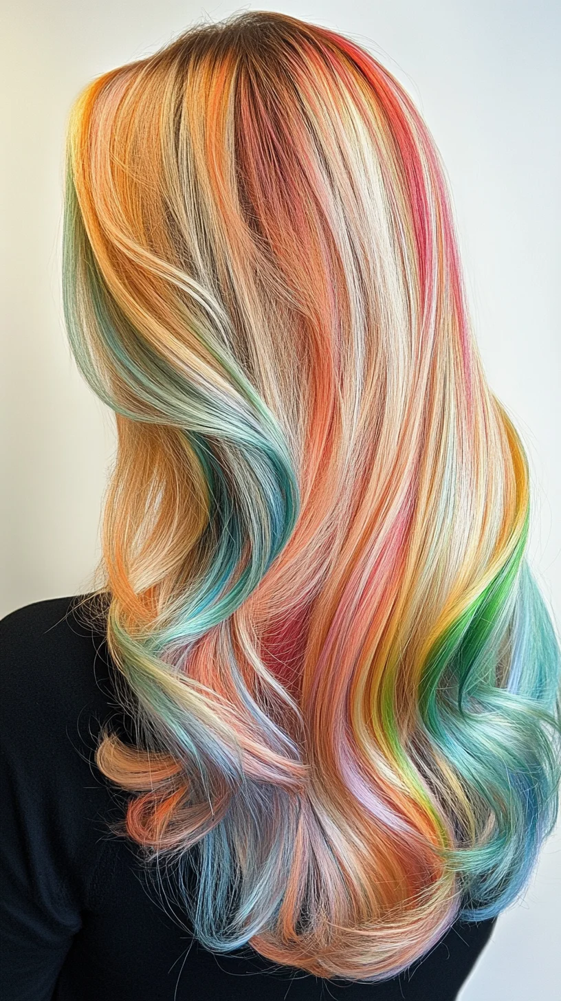 Effortlessly Vibrant: Embrace Bold Rainbow Waves for a Stunning Look!