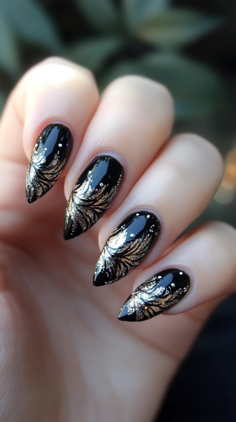 Elegant Black and Gold Stiletto Nails: A Glamorous Statement
