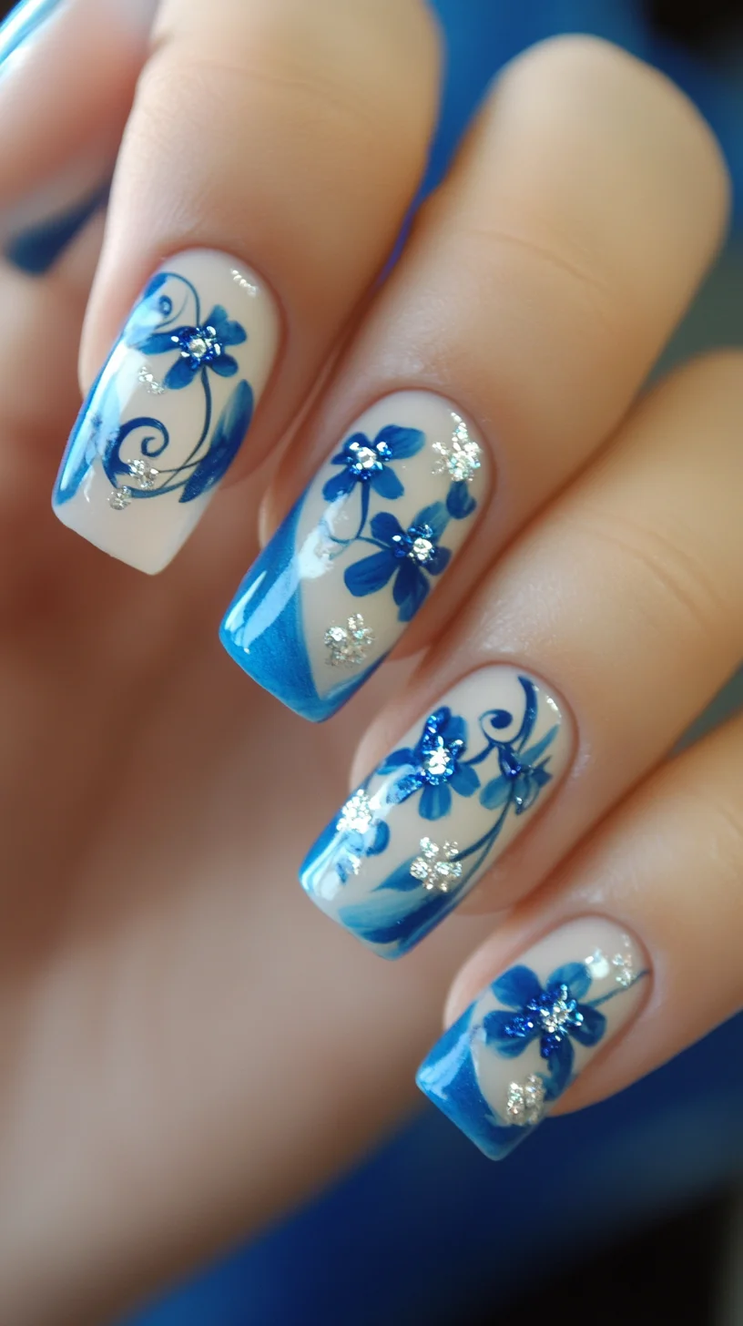 Elegant Blue Floral Fantasy: A Chic Statement for Every Occasion
