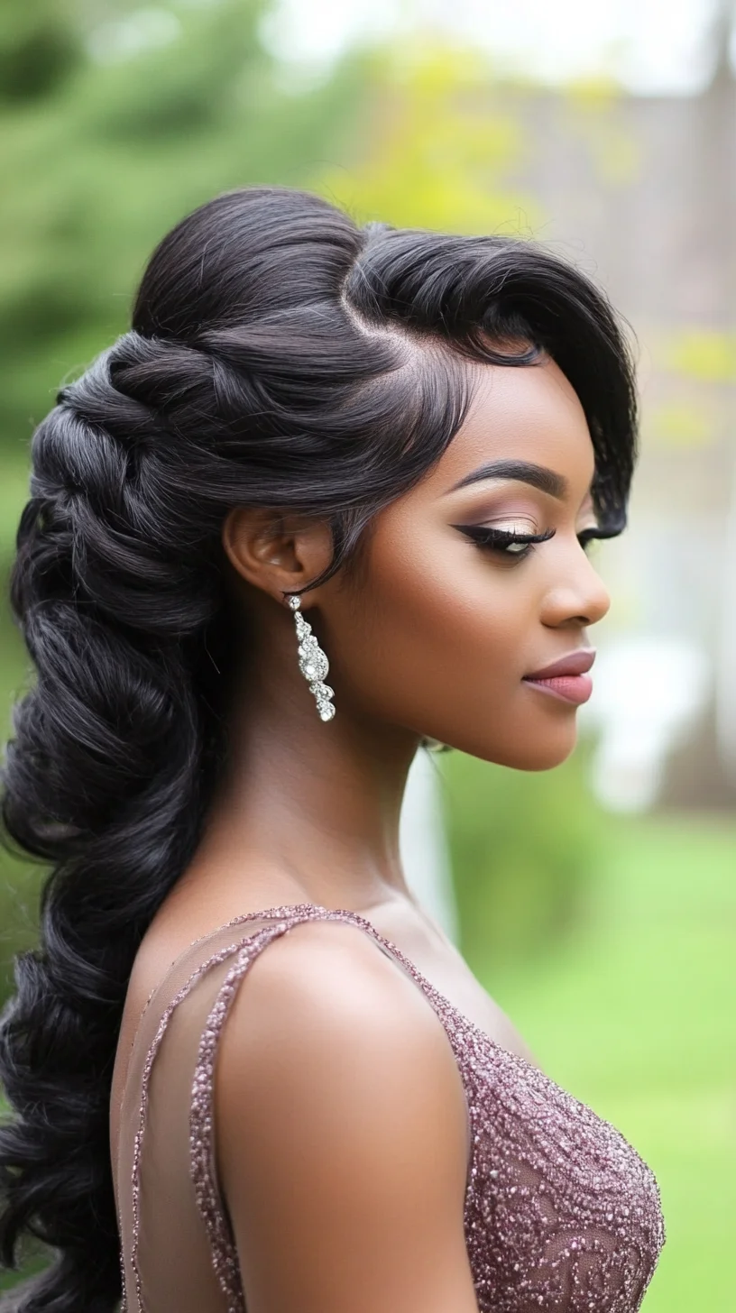 Elegant Cascade: A Glamorous Braided Updo Perfect for Any Special Occasion