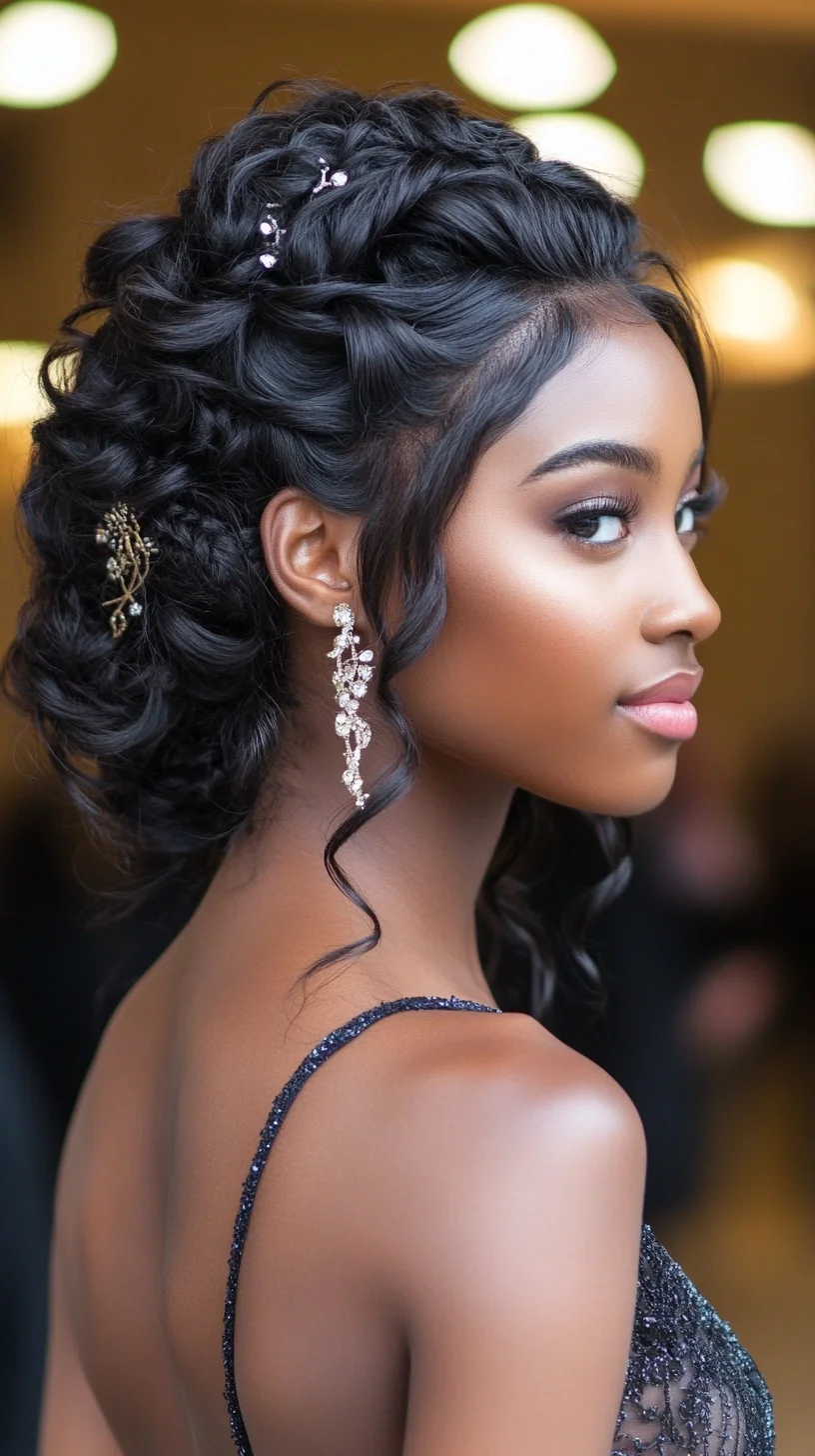 Elegant Curly Updo with Glamorous Accents for Special Occasions