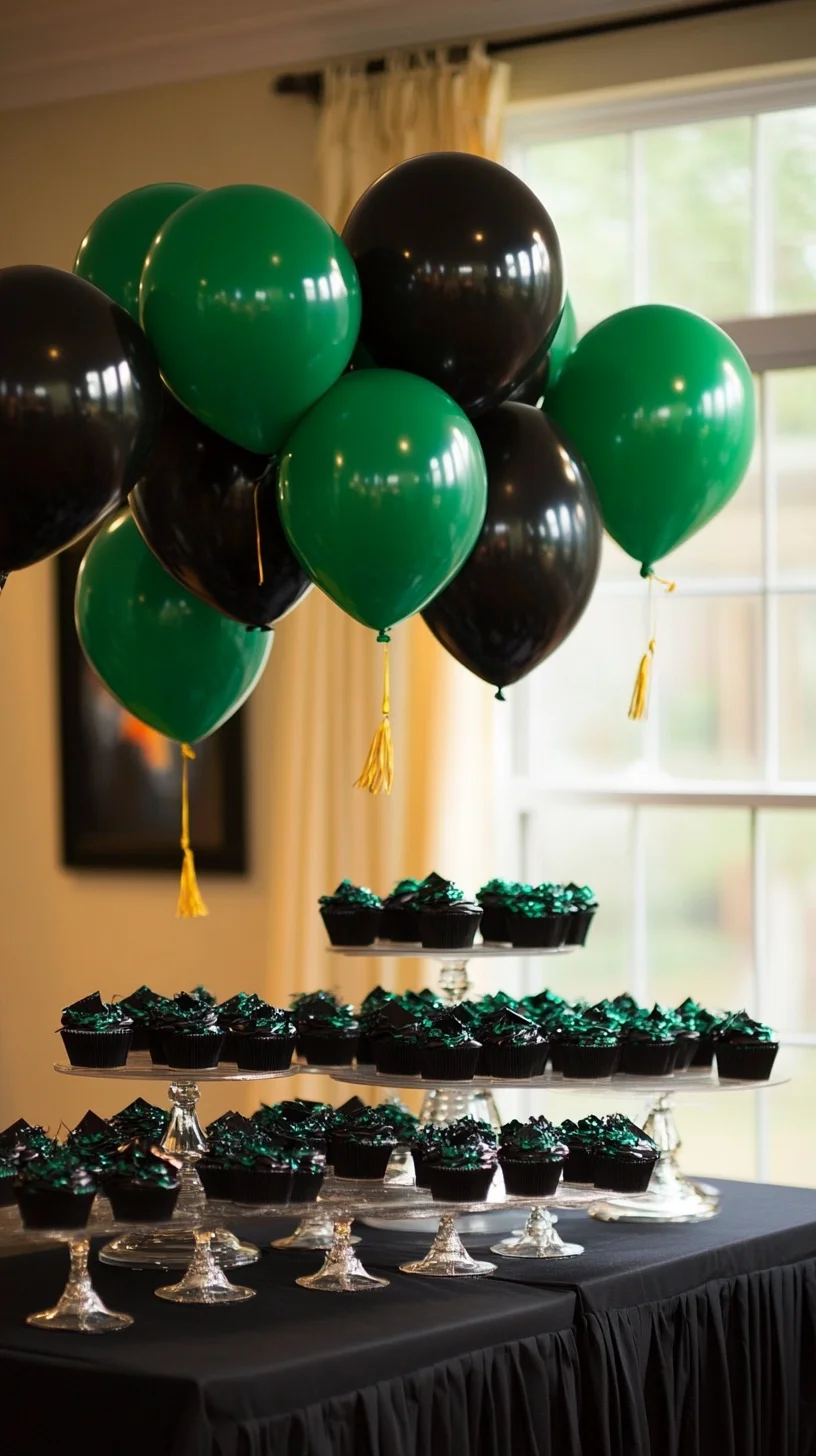 Elegant Festivities: Chic Black and Green Party Decor for a Memorable Celebration