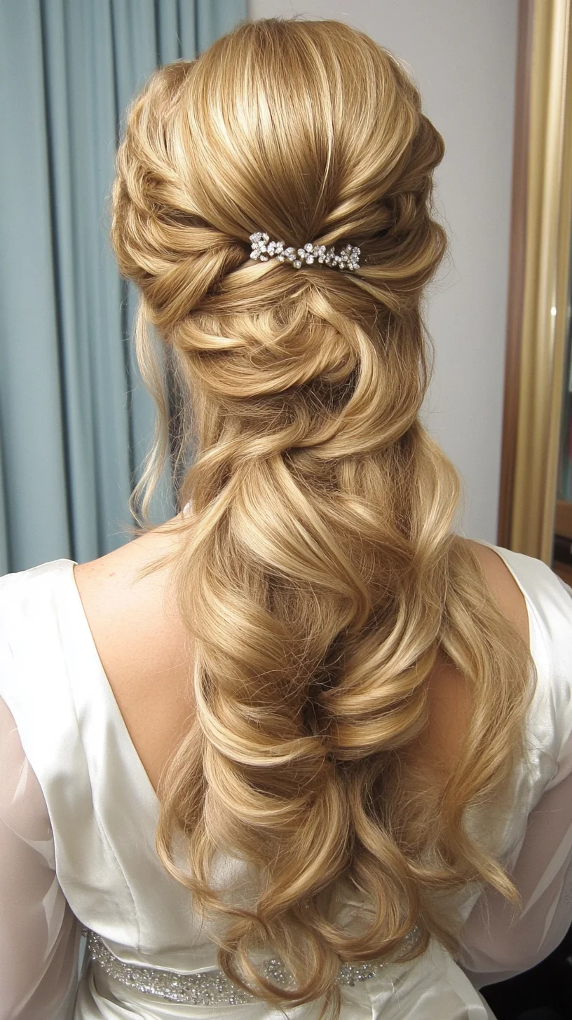 Elegant Half-Up Hairstyle with Soft Waves for a Chic Look