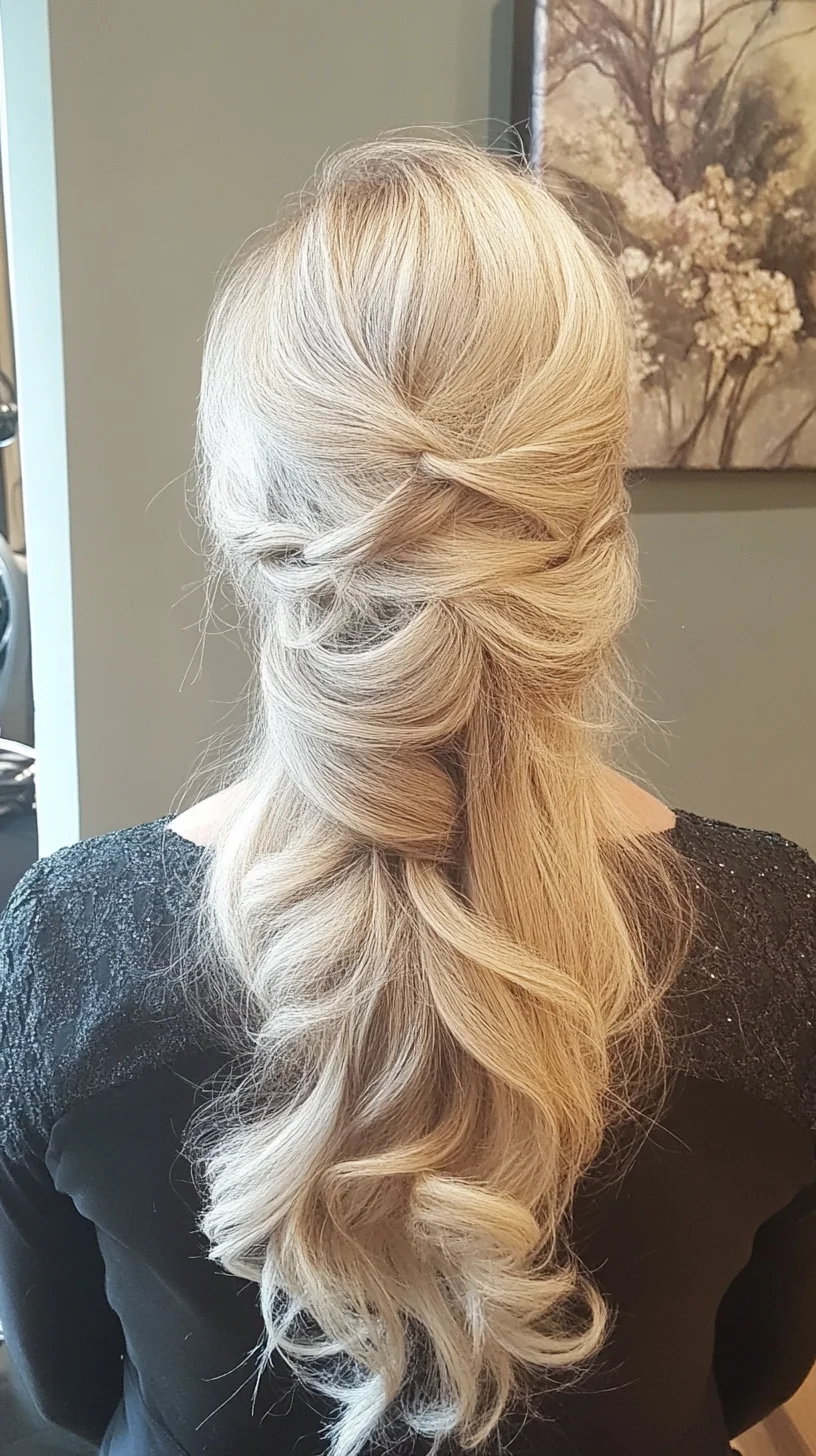 Elegant Half-Up, Half-Down Style with Soft Waves and Intricate Twists