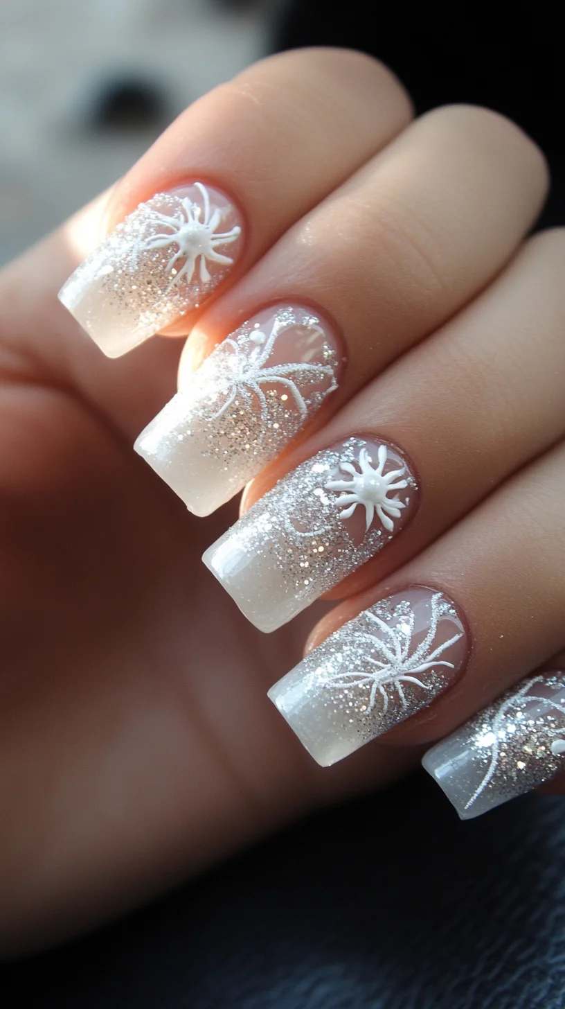 Elegant Ombre with Intricate White Lace Designs for a Chic Look